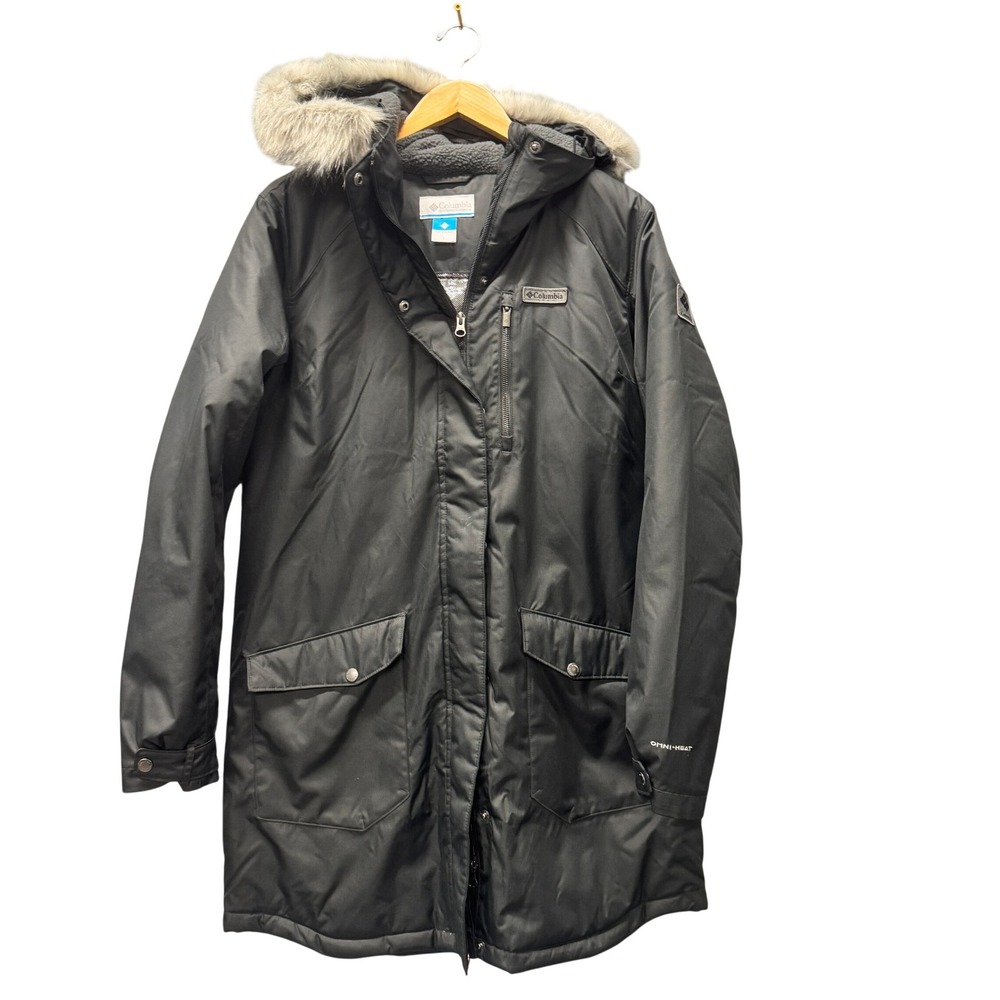 Columbia Parka‎ Womens L Suttle Mountain Long Insulated Jacket Black Winter Coat